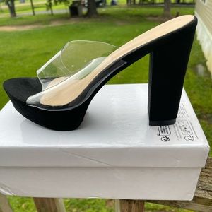 New Clear platform heels